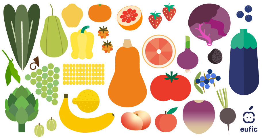different fruit and vegetables icons
